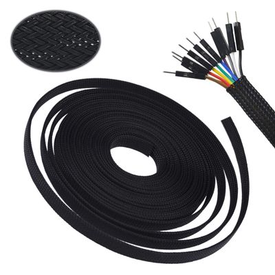 32ft - 2/5 inch PET Flame Retardant Expandable Sleeving Nylon Telescopic Net Tube USB Cable Power Cord Audio Protection Cable Woven Net Sleeve (2/5"=10mm, Black)