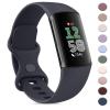 AK Sport Band Compatible with Fitbit Charge 6 Bands / Fitbit Charge 5 Bands Women Men, Classic Soft Replacement Straps Wristbands for Fitbit Charge 6 / 5 Advanced Fitness & Health Tracker (Midnight view 1