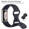 AK Sport Band Compatible with Fitbit Charge 6 Bands / Fitbit Charge 5 Bands Women Men, Classic Soft Replacement Straps Wristbands for Fitbit Charge 6 / 5 Advanced Fitness & Health Tracker (Midnight view 4