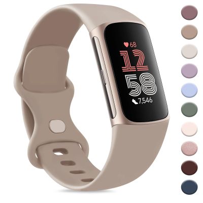 AK Sport Band Compatible with Fitbit Charge 6 Bands / Fitbit Charge 5 Bands Women Men, Classic Soft Replacement Straps Wristbands for Fitbit Charge 6 / 5 Advanced Fitness & Health Tracker (Milk