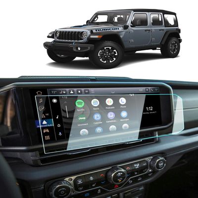 BIXUAN Tempered Glass Screen Protector for 2024 Jeep Wrangler Sport/Sport S/Willys/Rubicon/Sahara/Rubicon X/High Altitude/Rubicon 392 Accessories Navigation 12.3 Inch Touch Screen Protection