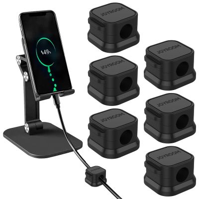 KTZCTPCA 6Pcs Magnetic Cable Clips, Under Desk Cable Management, Premium Hide Phone Charging Cable Keeper, Self-Adhesive Cord Organizer Holder for Home Office Desk Phone Car Wall Desktop Nightstand