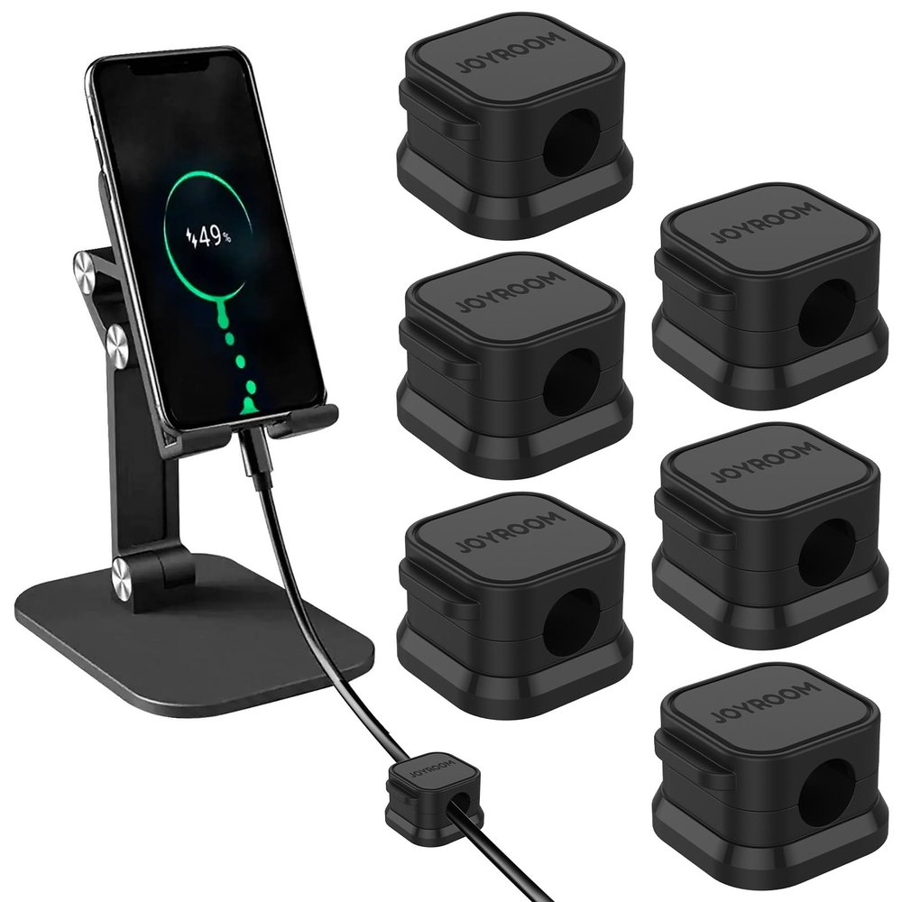 KTZCTPCA 6Pcs Magnetic Cable Clips, Under Desk Cable Management, Premium Hide Phone Charging Cable Keeper, Self-Adhesive Cord Organizer Holder for Home Office Desk Phone Car Wall Desktop Nightstand