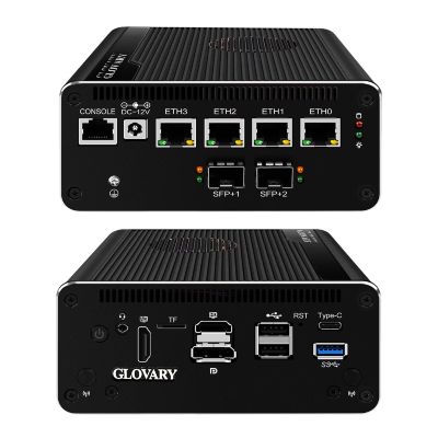 Glovary Micro Firewall Appliance Core i5 1240P, Dual 10GbE 82599ES SFP+ Mini PC Router, 4 x 2.5GbE LAN Home Server, DDR5 8GB RAM 128GB (PCIe4.0 x4) SSD, 10Gbit TypeC Port, OPNsense Hardware