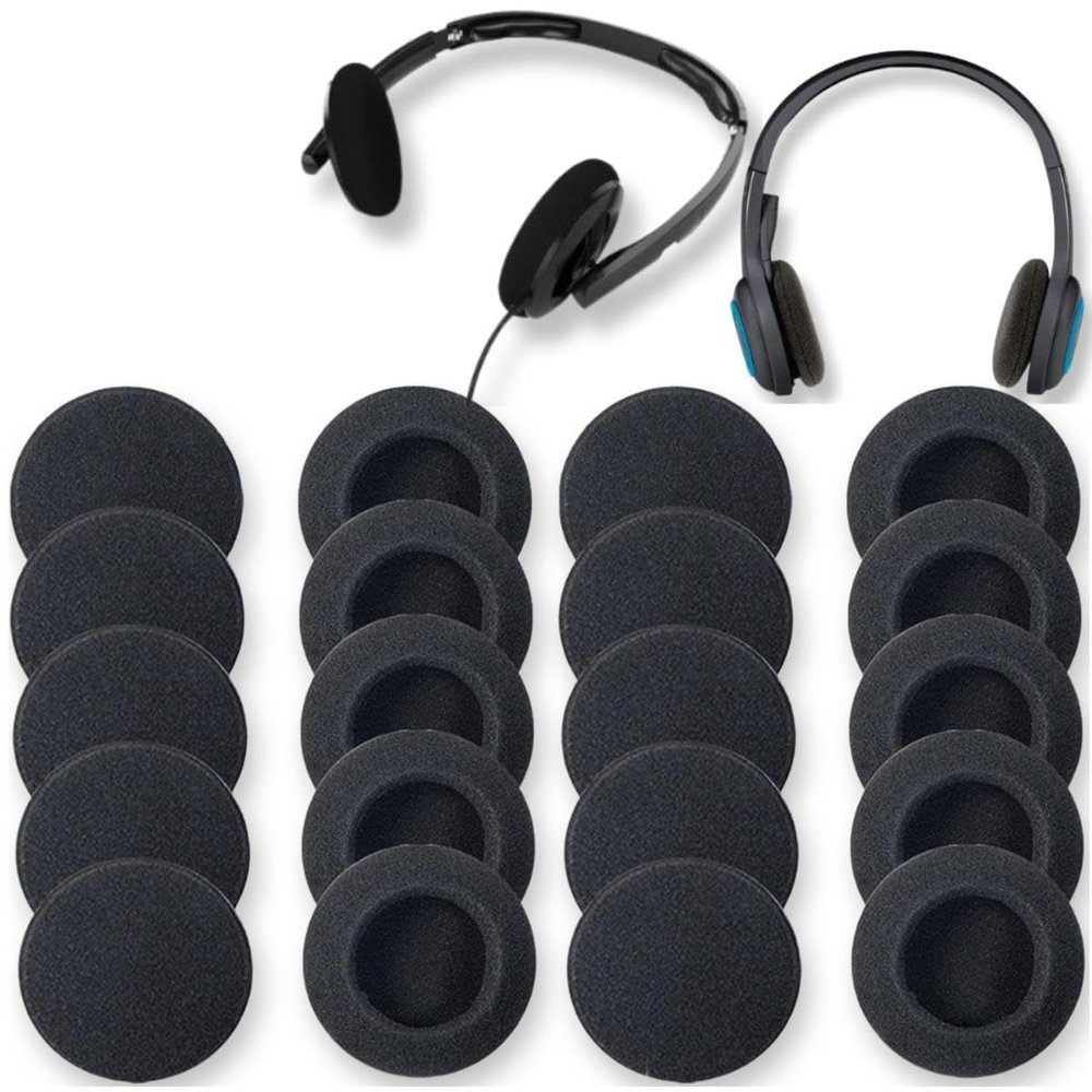 QPOIBSD Ear Cushions Foam Replacement for Plantronics Headphones Most Standard Size Office Telephone Headsets H251 H251N H261 H261N H351 H351N H361 H361N Headset Disposable Covers, Black (20Pcs)