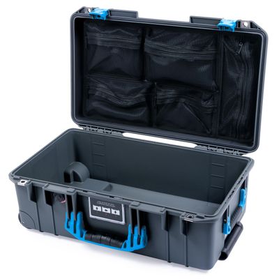 ColorCase Pelican Air 1535 Carry-on Case Graphite - Medium Size Waterproof Case with Mesh Lid Organizer Only - Blue Handles & Latches