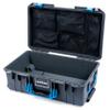 ColorCase Pelican Air 1535 Carry-on Case Graphite - Medium Size Waterproof Case with Mesh Lid Organizer Only - Blue Handles & Latches view 1