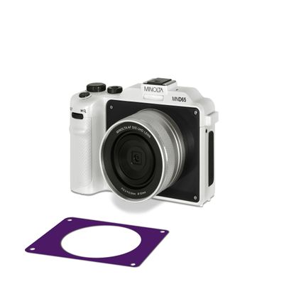 Minolta Digital Camera  56MP Photos, 4K 60FPS Video, Dual-Lens Selfie Design, 18X Zoom, Wi-Fi, RAW/JPEG Capture, 3 LCD, Replaceable Faceplates (Black & Purple), Compact Travel Camera (White)