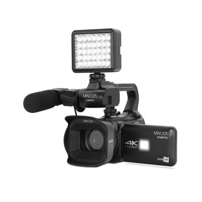 Minolta Showtime MN4KPRO-KIT 4K 64MP AF Camcorder w/Mic & Video Light Kit