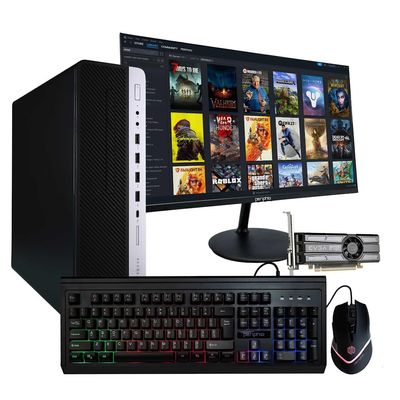 HP Prebuilt Gaming Desktop Computer | Intel i5 + GeForce GT 1030 2GB GPU | 1080p Gaming PC | 16GB DDR4 RAM | 1TB SSD | Wi-Fi 5G + Bluetooth | Windows 11 Pro | New 24in LCD Monitor (Renewed)
