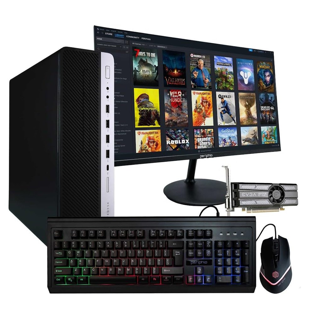 HP Prebuilt Gaming Desktop Computer | Intel i5 + GeForce GT 1030 2GB GPU | 1080p Gaming PC | 16GB DDR4 RAM | 1TB SSD | Wi-Fi 5G + Bluetooth | Windows 11 Pro | New 24in LCD Monitor (Renewed)