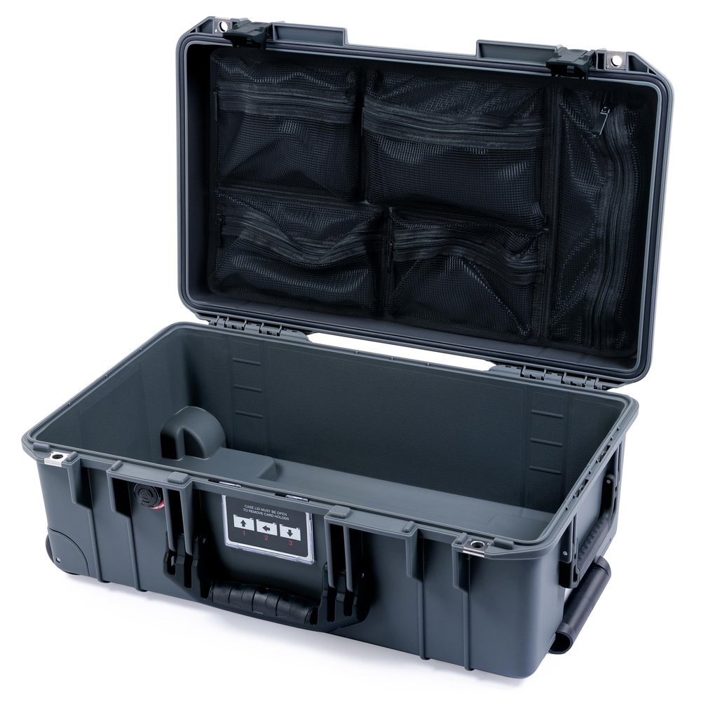 ColorCase Pelican Air 1535 Carry-on Case Graphite - Medium Size Waterproof Case with Mesh Lid Organizer Only - Black Handles & Latches