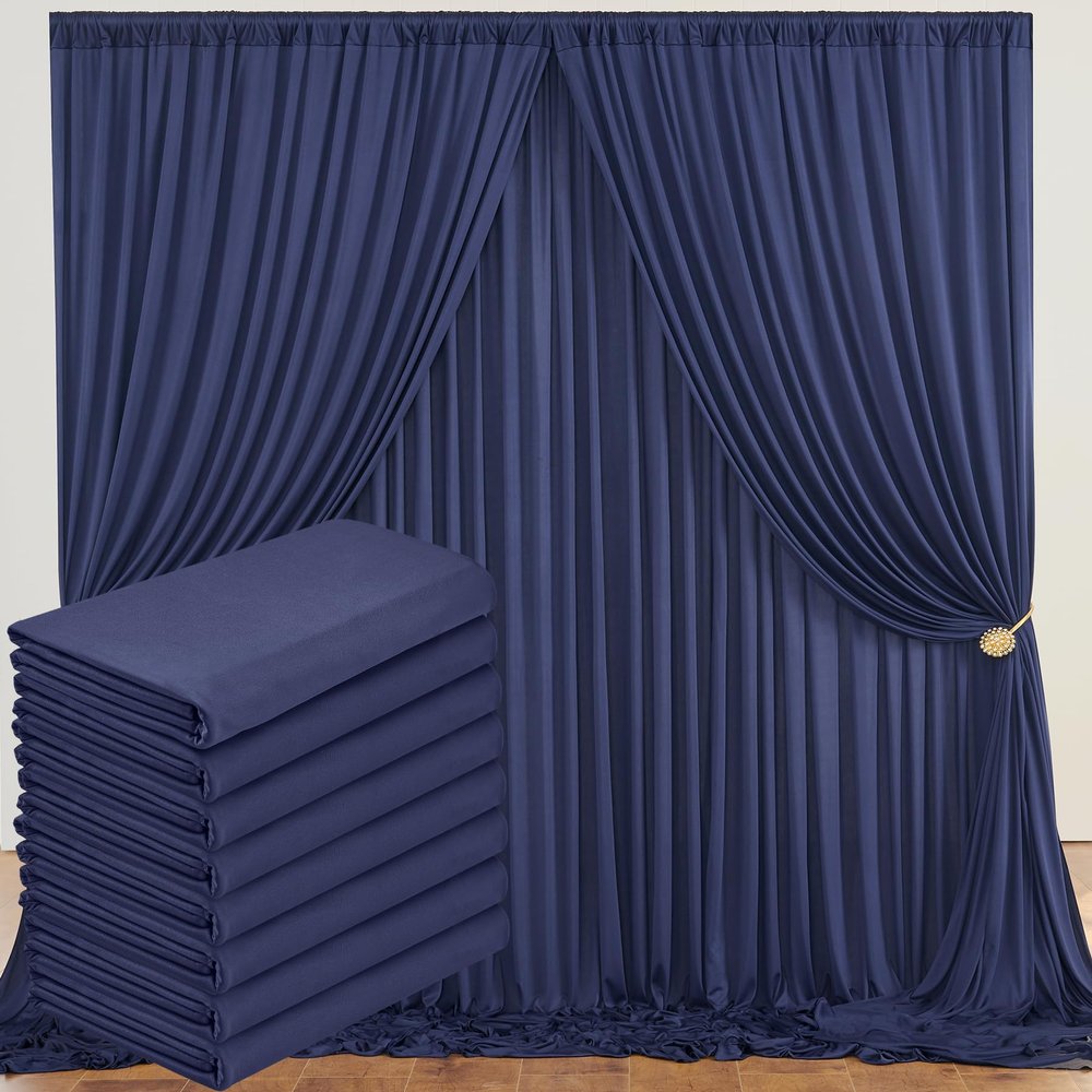10ftx40ft Navy Blue Backdrop Curtain Drapesfor Party,Not See-Through 8 Panels 5ftx10ft Wrinkle-Free Backdrop Curtains for Party, Wedding, Birthday