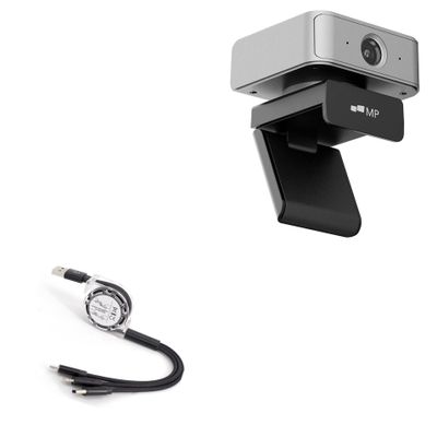 BoxWave Cable Compatible with Mobile Pixels AI Smart Camera - AllCharge miniSync, Retractable, Portable USB Cable - Jet Black