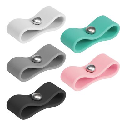 5 Pack Cord Organizer, Ring Cord Keeper, Cable Organizer USB holder, Silicone Cable Ties, Reusable Cord Organizer Cable Straps, Earphone winder, Storage Straps for Electronics, Earbuds