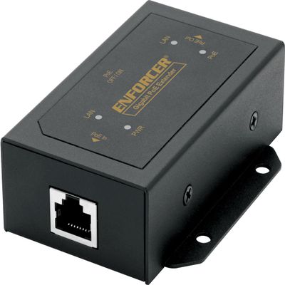 Seco-Larm NR-P102E-TQ Enforcer 1-Port PoE+ Extender; Extends The Range of PoE Devices an Additional 328ft Cat5e Cables or Higher; Compatible with PoE Devices; Surge Protection