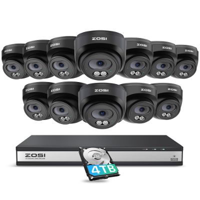 ZOSI C220 16CH 4K PoE Home Security Camera System, 16 Channel 4K 8MP NVR with 4TB HDD for 24/7 Record, 12 x 4MP(1440p) QHD 2.5K Dome IP Cameras Outdoor Indoor, Smart AI Human Detection, Two-Way Audio