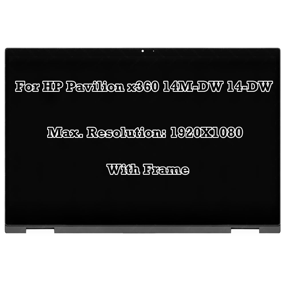 14.0" Replacement for HP Pavilion x360 14M-DW 14-DW FHD 1920x1080 LCD Display Touch Screen Digitizer Assembly with Frame Panel