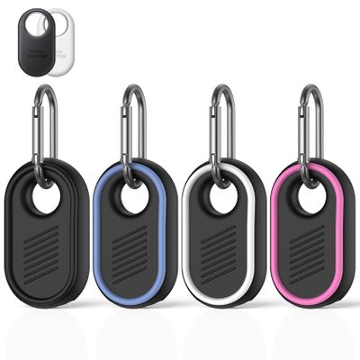[4 Pack] Compatible with Samsung Galaxy SmartTag2 Case, Soft Silicone Case for Samsung Smart Tag 2 Holder Full-Body Protection Anti-Lost and Drop Smart Tag 2 with Key Ring, Bags, Luggage, Pet