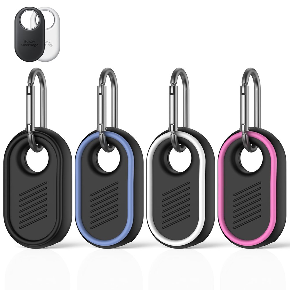 [4 Pack] Compatible with Samsung Galaxy SmartTag2 Case, Soft Silicone Case for Samsung Smart Tag 2 Holder Full-Body Protection Anti-Lost and Drop Smart Tag 2 with Key Ring, Bags, Luggage, Pet