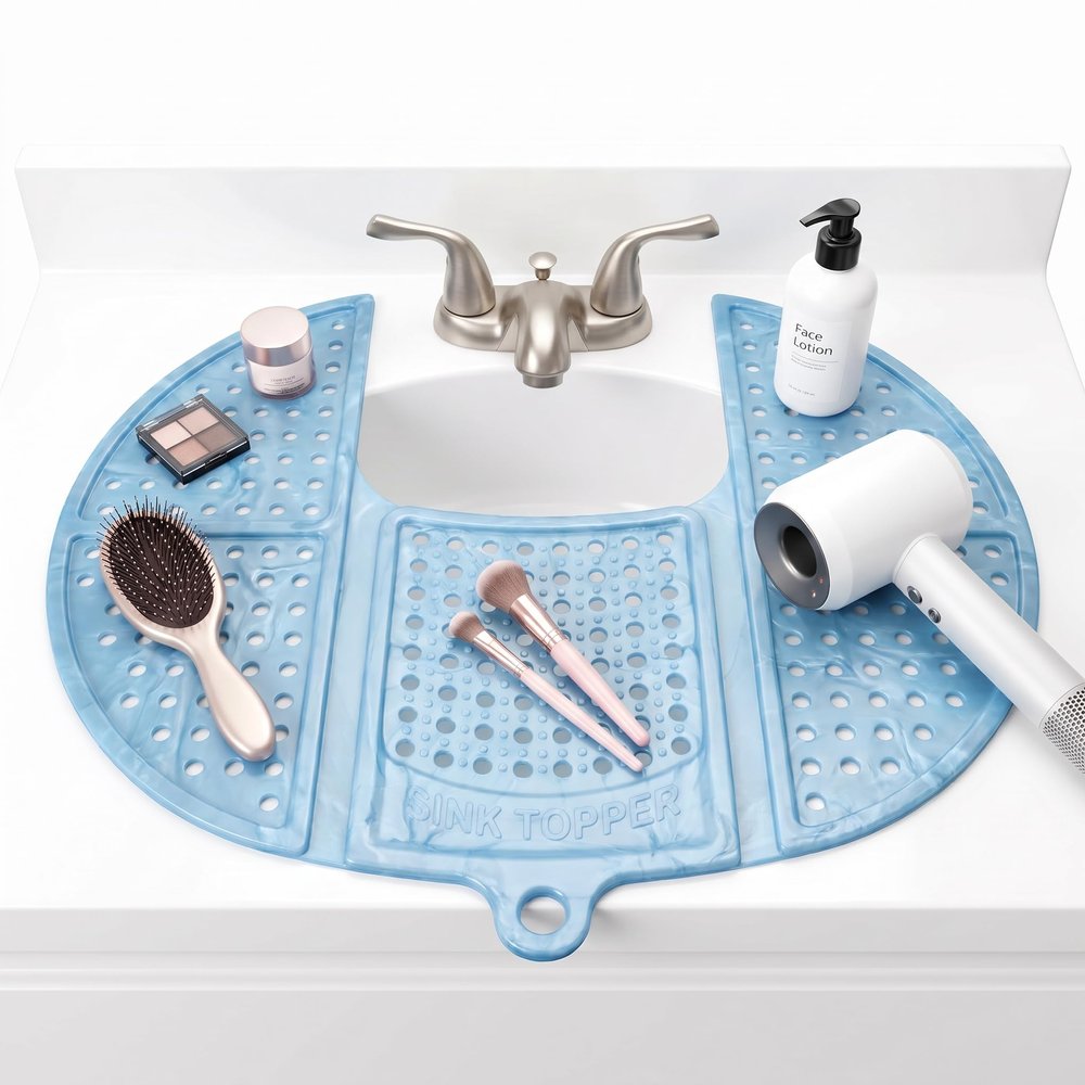 Sink Topper Bathroom Sink Cover for Counter Space, Standard Blue