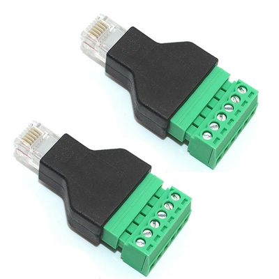 Jienk 2Pcs RJ11 Male to 6 Pins Screw Terminal Block Adapter for Cat3 Telephone Handset Cords Extender, RJ12 6P6C Modular Connector
