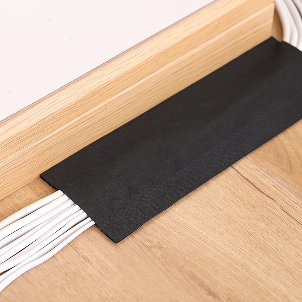 RAKKYO Black Cloth Cable Cover, RV Camper Floor Wall Desk Corner Electrical Cord Management, No Trip Safety Reusable Wire Raceway Protector (Size : 3m(10ft))