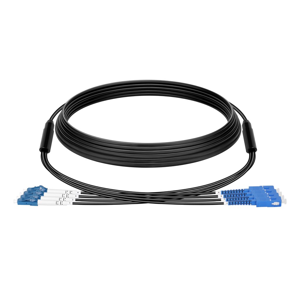 SC-LC Fiber Patch Cable Single Mode 10M/33FT,TPU Outdoor Fiber Optic Cable Simplex 4 Core OS2 9/125um Fiber Optic Cable Internet OD-4.5mm,UPC Armored Fiber Patch Cable