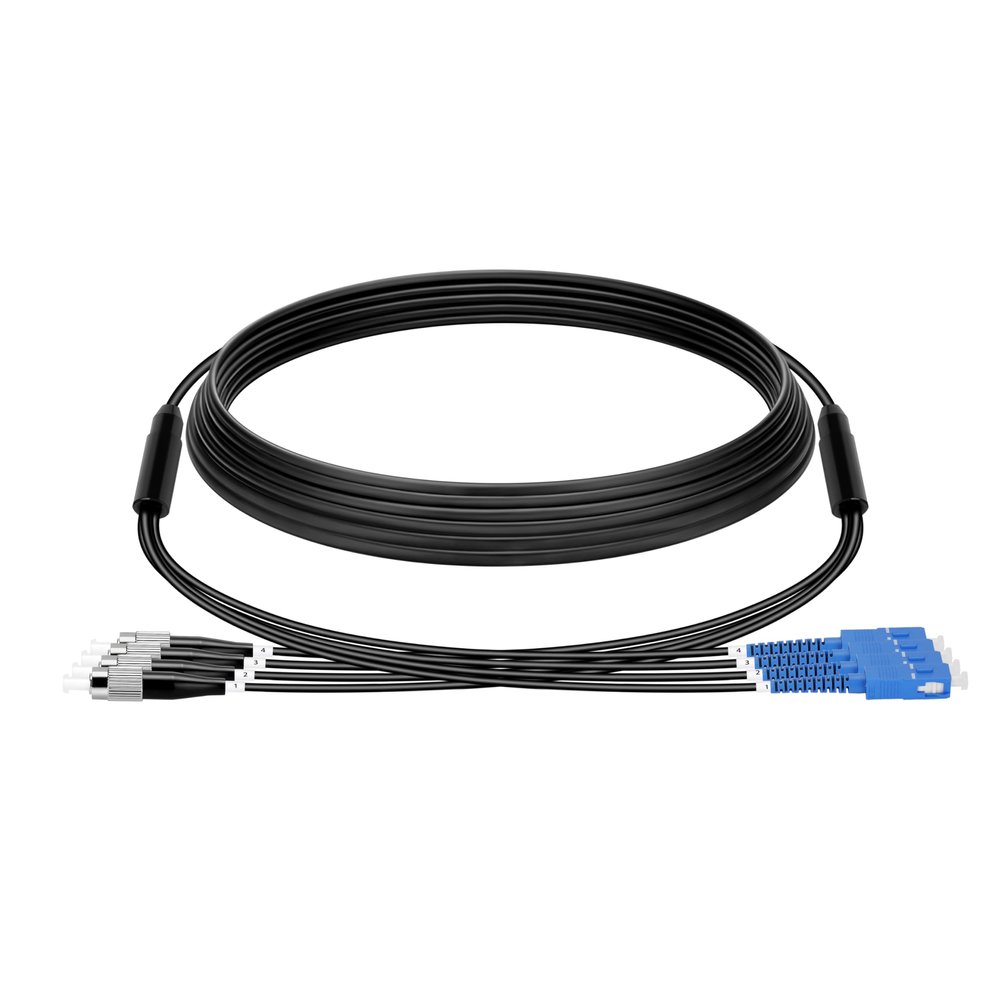 SC-FC Fiber Patch Cable Single Mode 500M/1640FT,TPU Outdoor Fiber Optic Cable Simplex 4 Core OS2 9/125um Fiber Optic Cable Internet OD-4.5mm,UPC Armored Fiber Patch Cable