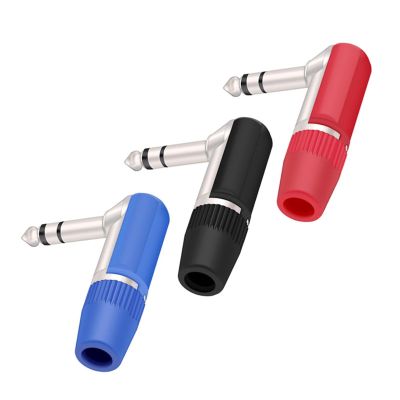 10Pcs/lot Plug 6.35mm Right Angle 3 Pole Stereo Male Plug Soldering Wire Connector 90 Degree Microphone 1/4 Inch Connector (Color : Mixed Color)