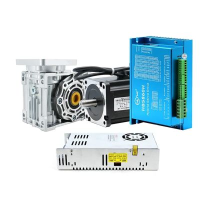 12Nm Nema34 86MM Closed Loop Stepper Motor Drive Hybird With Encoder & NMRV040 Worm Gear Reducer Reduction & Power Supply Kit (Color : HBS860H, Size : 25to1)