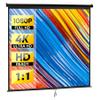 Smartxchoices 120" HD Manual Projector Screen 1:1 Format with Auto Lock Anti-Crease Home Theater Office Wall Mounted Ceiling Pull Down Projection 1.1 Gain Matte Black,View Size: 84 x 84 inches view 1