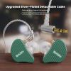 BASN Mix-PD in Ear Monitor,1Planar Driver + 1Dynamic Driver HiFi IEM Earphones with CNC Crafted Metal Cover, Wired 0.78mm 2-Pin Silver Plated Detachable Cable for Musicians (Green) view 4