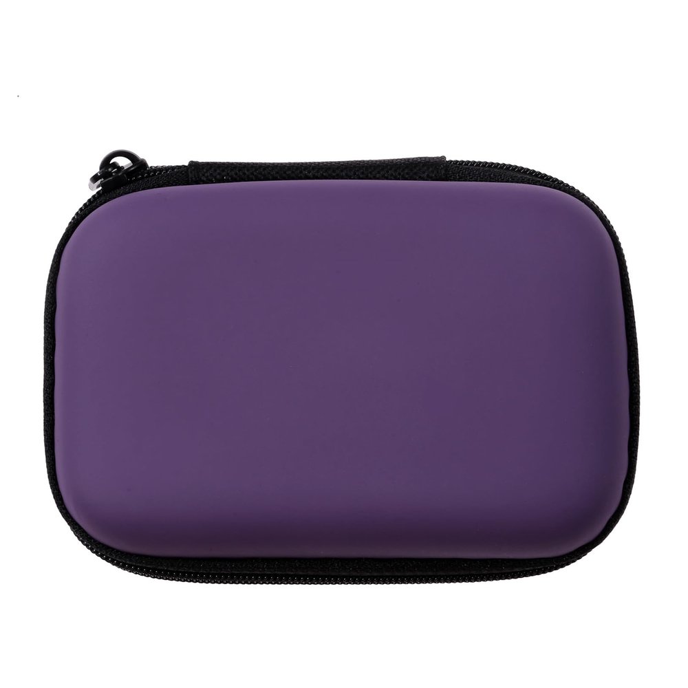 ACUIF Earphone Carrying Case Shockproof Hard EVA Case Travel Pouch for External Hard Drive,Power Bank,Cell Phone,Cable,Cord,Portable Small Electronic Accessories Organizer Storage Zipper Pouch,Purple
