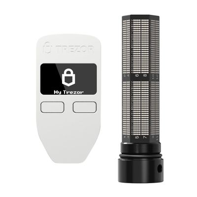 Trezor Model One (White) + Trezor Keep Metal 24 Word Crypto Seed Phrase Storage