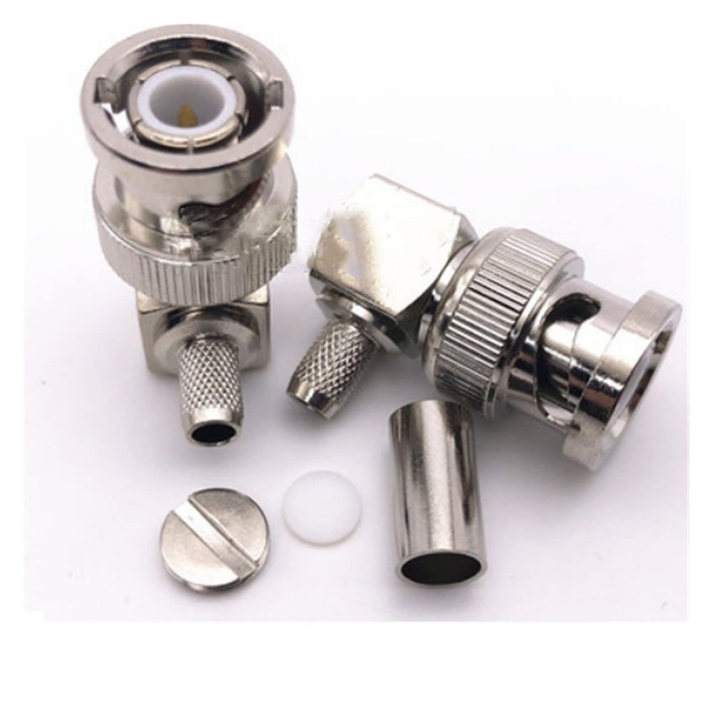 10pcs Q9 BNC Male Plug Right Angle Crimp Compatible with RG58 RG400 RG142 Cable RF Coaxial Adapter Connector