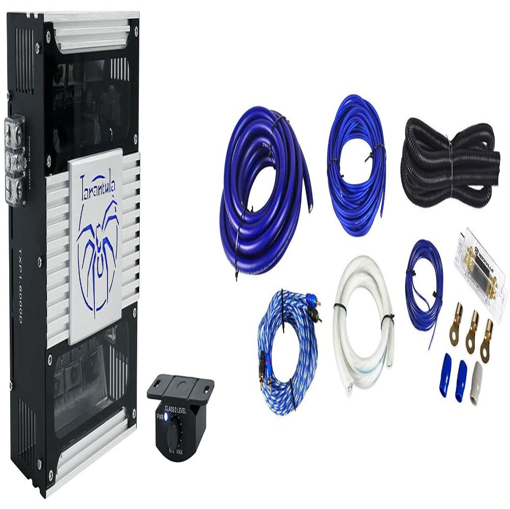Audiosavings Bundle: (1) Soundstream TXP1.6000D 6000 Watt Mono Amplifier 1-Ohm Car Stereo Amp Bundle with (1) Rockville RWK01 0 Gauge Complete Car Amp Wiring Installation Wire Kit w/RCA's (2 Items)