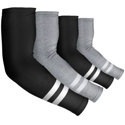 Geyoga 4 Pairs Arm Sleeves for Men Women, Black, Gray