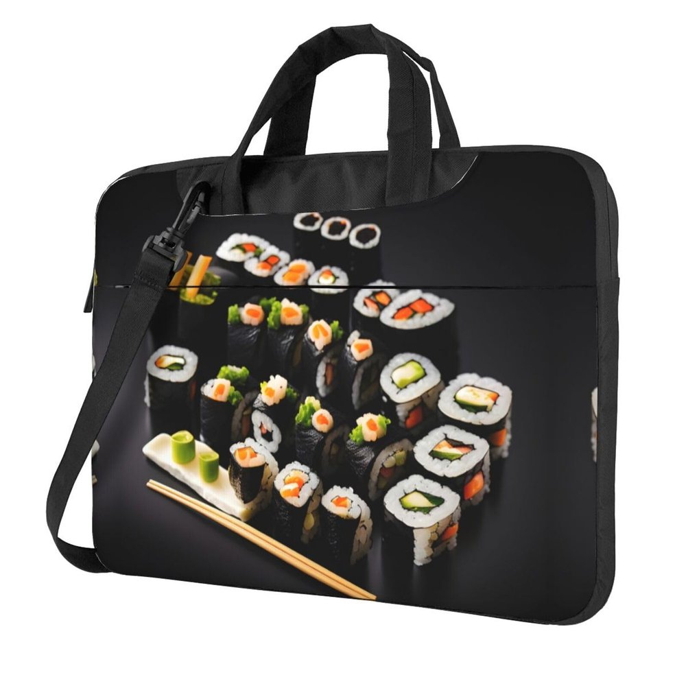 Ogniwo Japanese Sushi Black 15.6-Inch Laptop Or Tablet,Durable And Water-Repellent Fabric,Messenger Shoulder Bag