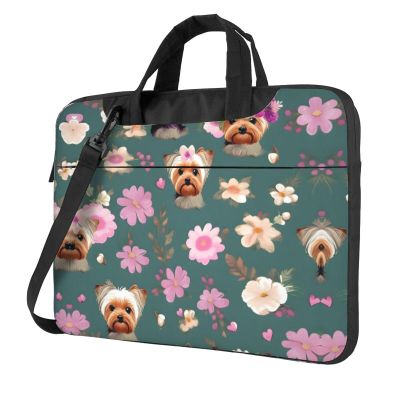 Ogniwo Yorkie Floral Pattern 15.6-Inch Laptop Or Tablet,Durable And Water-Repellent Fabric,Messenger Shoulder Bag