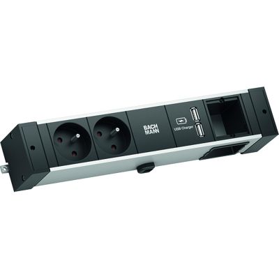 BACHMANN Desk Rail 2 x UTE 1 x CM 1 x USB Charger 2 m GST18