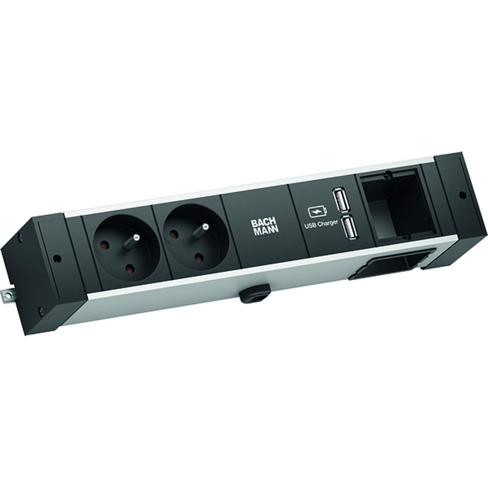 BACHMANN Desk Rail 2 x UTE 1 x CM 1 x USB Charger 2 m GST18