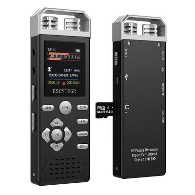 ESCYTEGR 80GB Digital Voice Activated Recorder 1536KBPS Audio Voice Recorder with Playback Recording Device Dictaphone Sound Tape Recorder with Password Protection for Lectures,Meetings