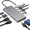 Docking Station Dual Monitor,12 in 1 Surface Docking Station with 4K HDMI+VGA,USB 3.0 and USB-C Universal Laptop for Windows and Mac view 2