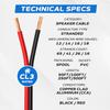 Cables Direct Online Speaker Cable 50FT 14AWG 2 Conductors (14/2) CL3 Rated CCA (Copper Clad Aluminum) Black and Red Jacket Compatible with Low Voltage LED Wire, Car Audio, Home Theater view 3