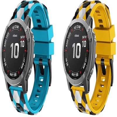 Chainfo compatible with Garmin Fenix 6 PRO/Fenix 7 Pro/Fenix 5 Plus/Forerunner 965 / Approach S60 Watch Band, Soft Silicone Replacement Watchband with Smooth Texture NO231206 (G [Pack of 2])