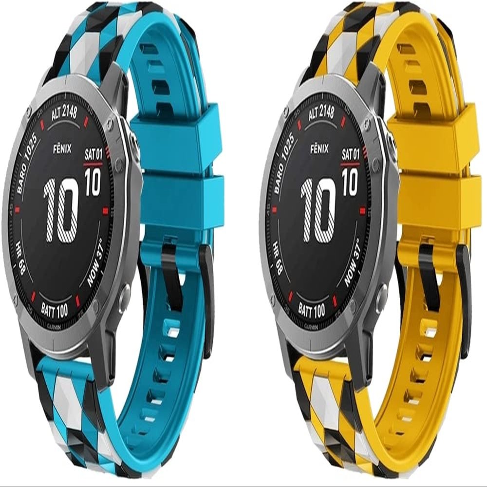 Chainfo compatible with Garmin Fenix 6 PRO/Fenix 7 Pro/Fenix 5 Plus/Forerunner 965 / Approach S60 Watch Band, Soft Silicone Replacement Watchband with Smooth Texture NO231206 (G [Pack of 2])