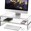 Wymexen Acrylic Monitor Stand - 16/20 inch 2 Tier Riser for iMac, PC, Desktop, Laptop, TV with Storage Shelf, Home Office Desk Organizer view 1