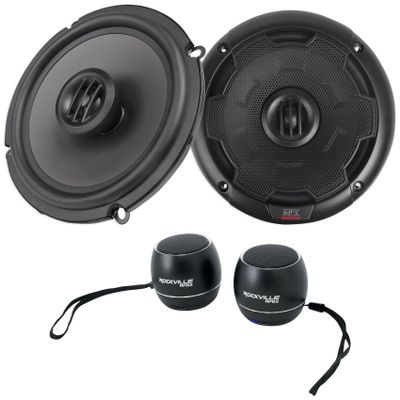 Audiosavings Bundle: (1) Pair MTX THUNDER65 6.5" 240 Watt 2-Way Car Audio Coaxial Speakers Bundle with (1) Pair Rockville RPB3-BLACK Handheld Wireless Linking Portable Bluetooth Speakers (2 Items)