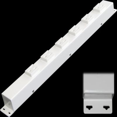 16 Hardwired Power Strip (NO Power Cord), 6 Vertical Tamper Resistant Outlets (NEMA 5-15R - NOT 20Amp), with Ears (with mounting tabs on Both Ends), White